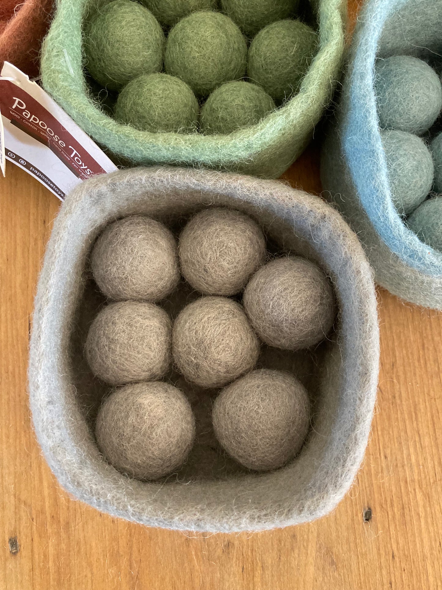 Felted Toys for Baby and Dollhouse Play Set - EARTH WOOL BALLS AND BOWLS, 48 pieces!