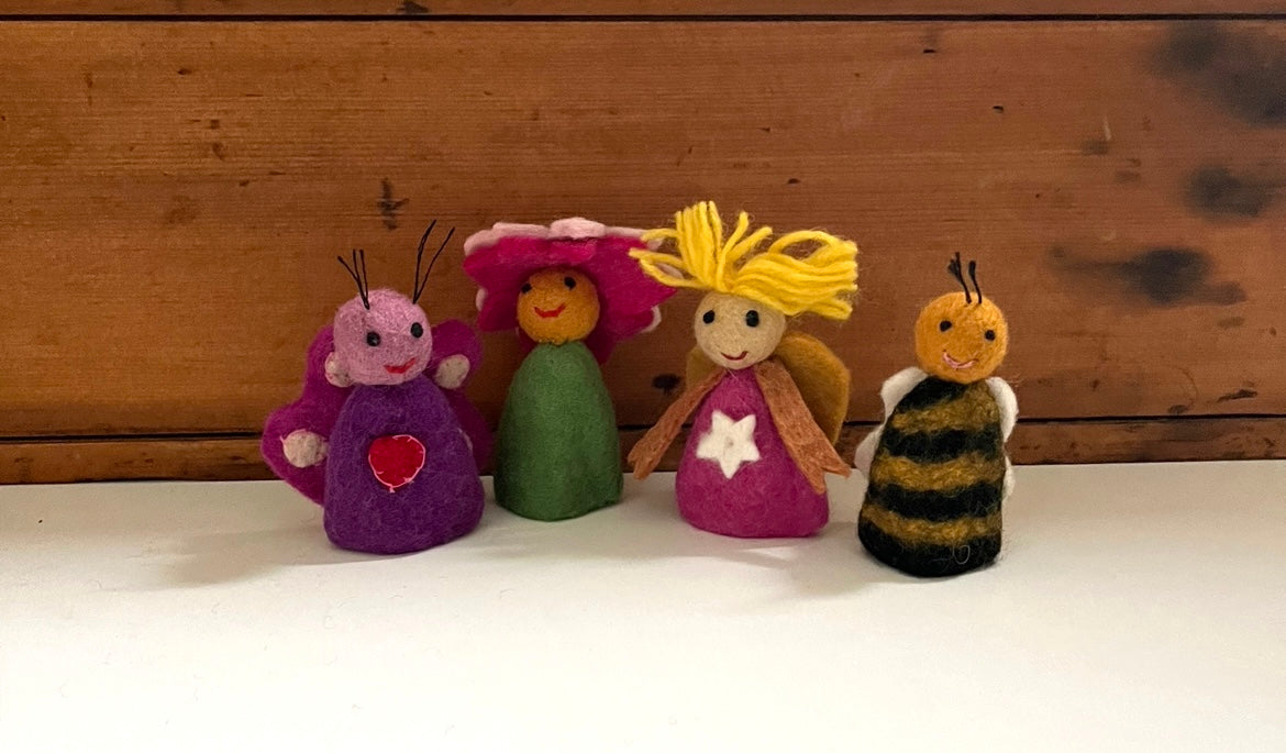 Marionnettes à doigts en laine - GARDEN FRIENDS!, lot de 4