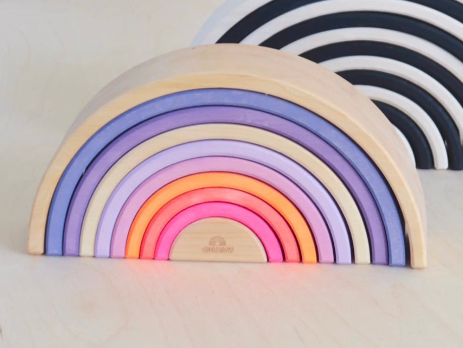 Wooden Toy - NEW! PURPLE RAINBOW TUNNEL, Large, 10 pieces!