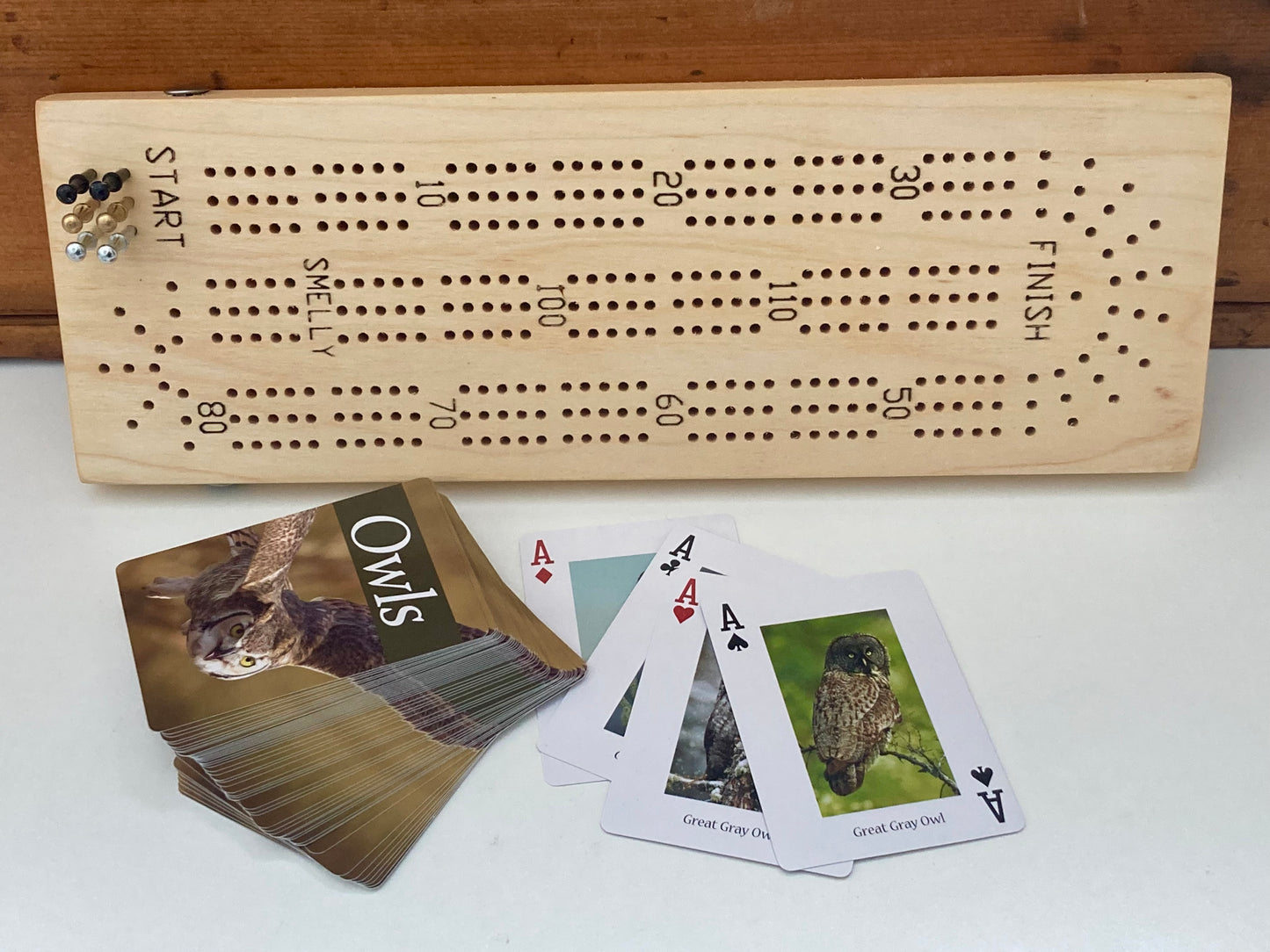 Ensemble de jeu familial en bois - CRIBBAGE, Board &amp; Deck of Cards - 2 choix !