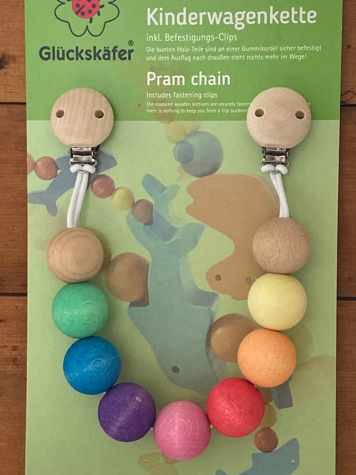 Wooden Toy, Baby - PRAM/STROLLER CHAIN, in Pastel colours