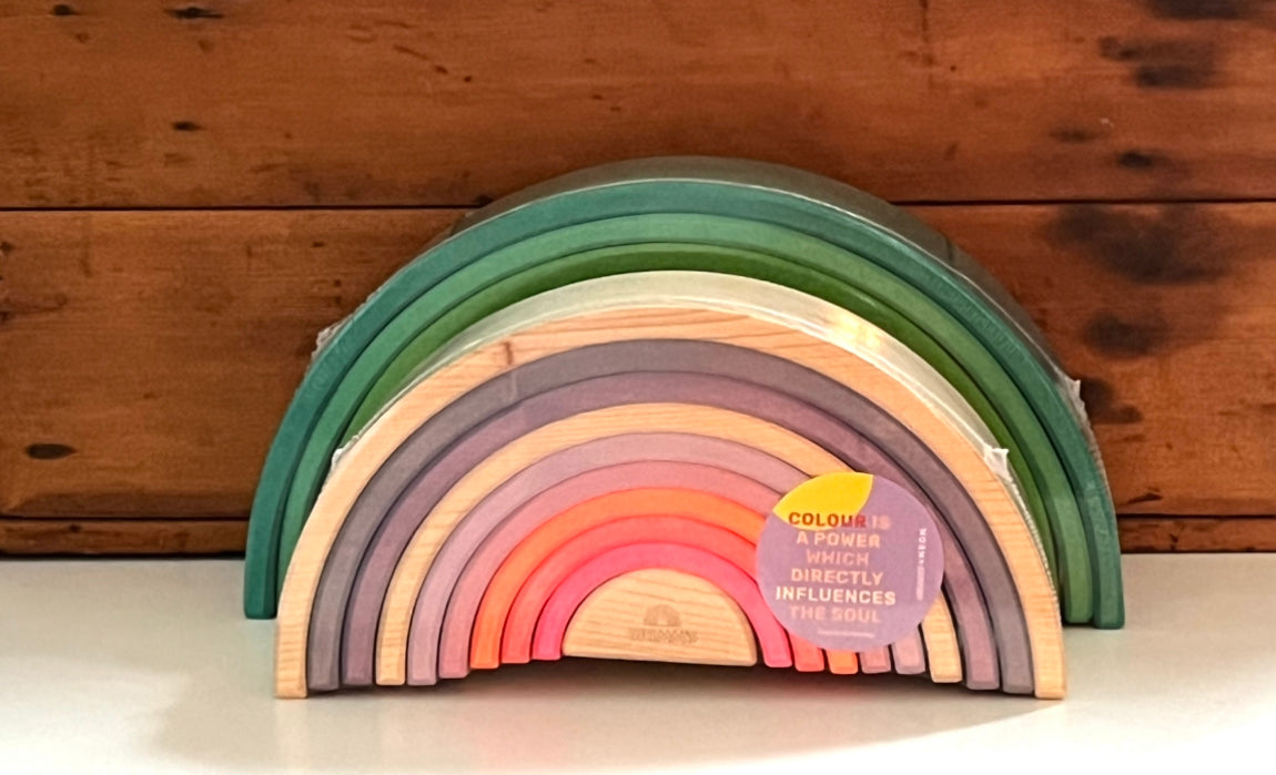 Wooden Toy - GREEN RAINBOW TUNNEL, 2 choices, 12 pieces each!