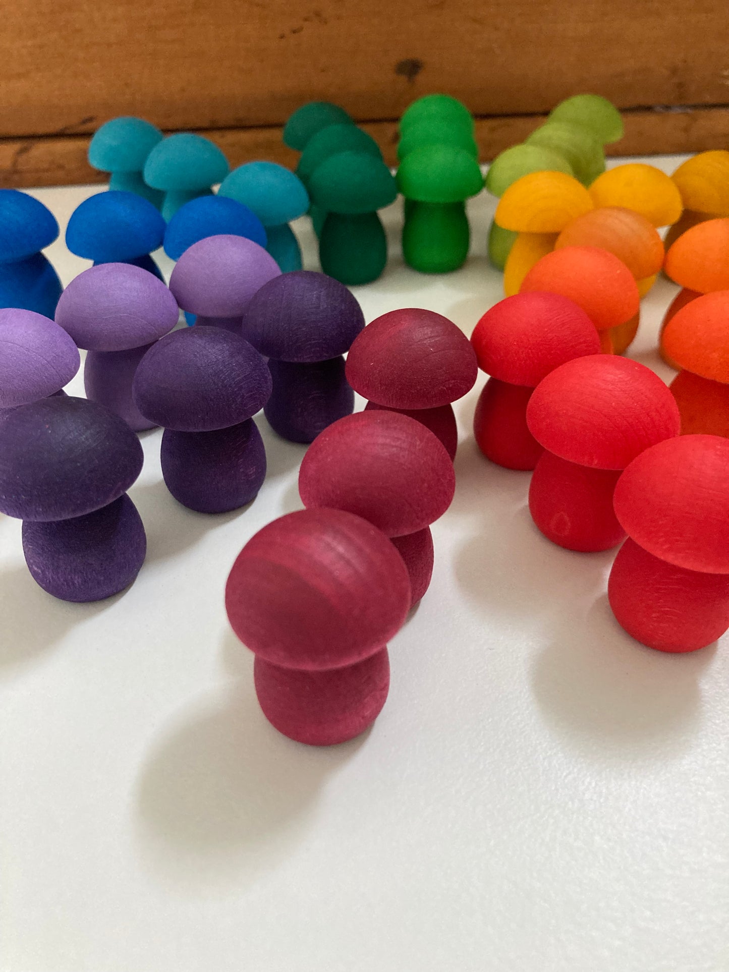 Wooden Toy - RAINBOW MUSHROOMS by Grapat, 36!