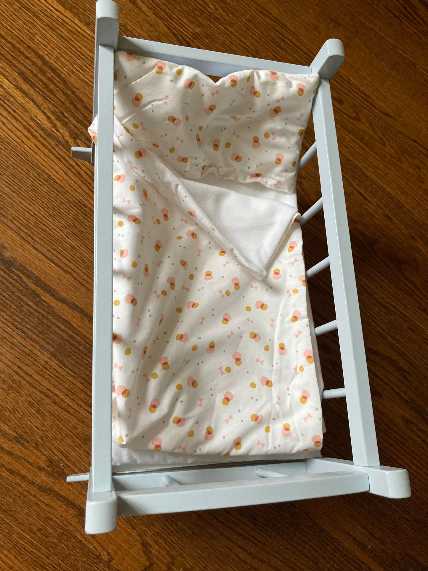 Dolls, Beds and Carriers - Wooden CRADLE, with Cotton Bedding!