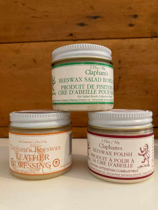 Beeswax Salad Bowl, Leather and Furniture Polish, 50g JAR OF EACH - EcoHome