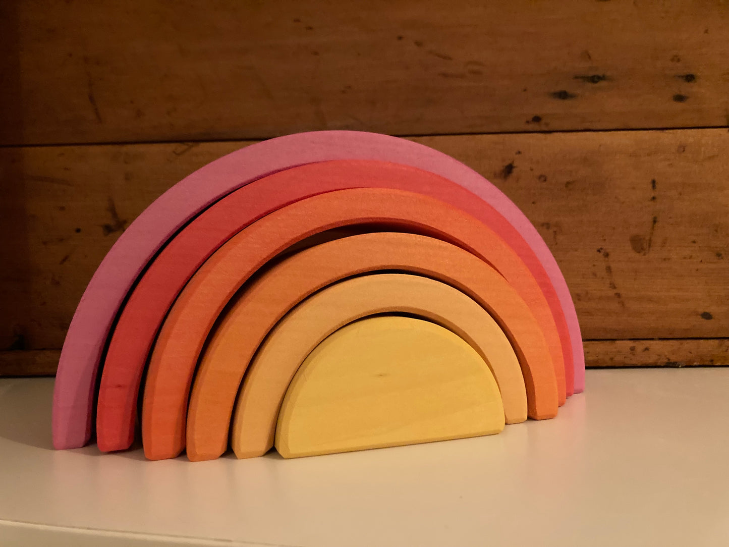 Wooden Toy - LARGE PINK NESTING TUNNEL, 6 pieces