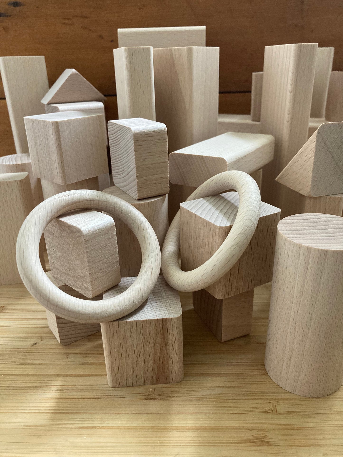 Wooden Toy Set - WOODEN BLOCKS, 45 Pieces!