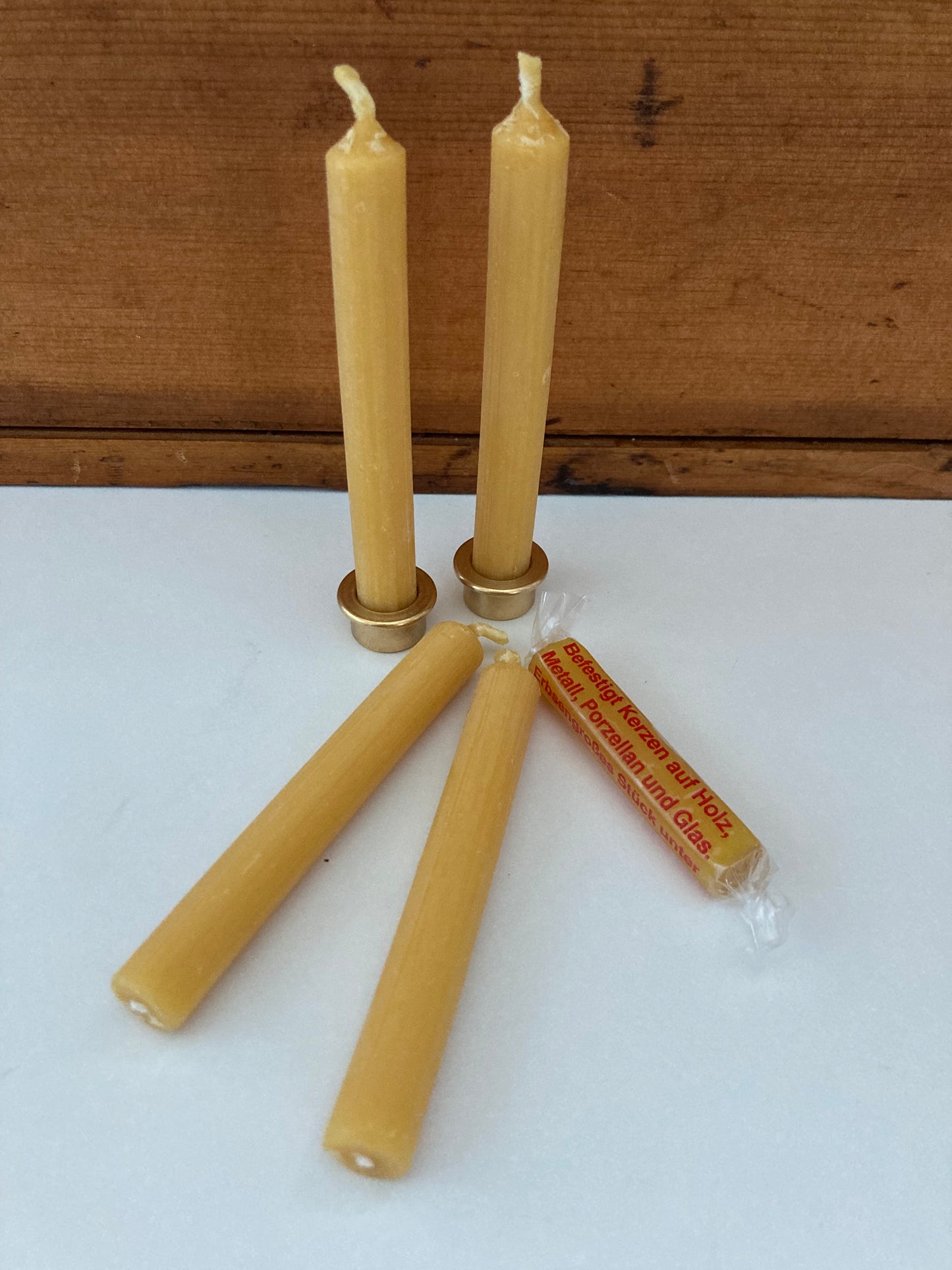 Wooden Deco by Grimm’s - Small BEESWAX CANDLES for Advent Spiral & Birthday Ring (Box of 20 candles and Sticky Wax)