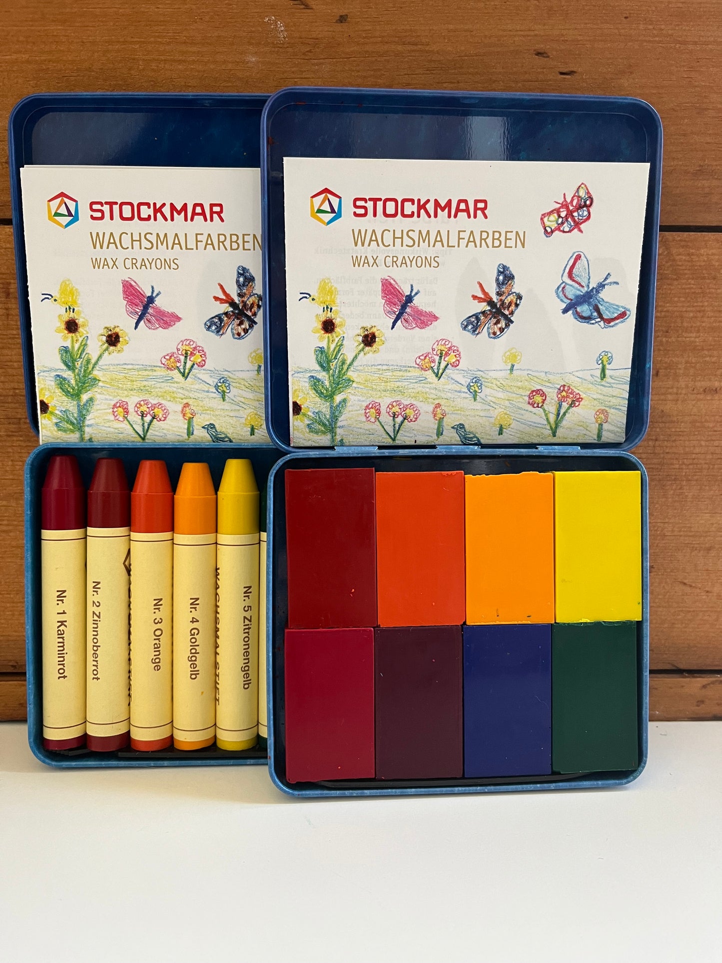 Beeswax, Art - BLOCK CRAYONS TIN CASE of 8 WALDORF SCHOOL COLOURS