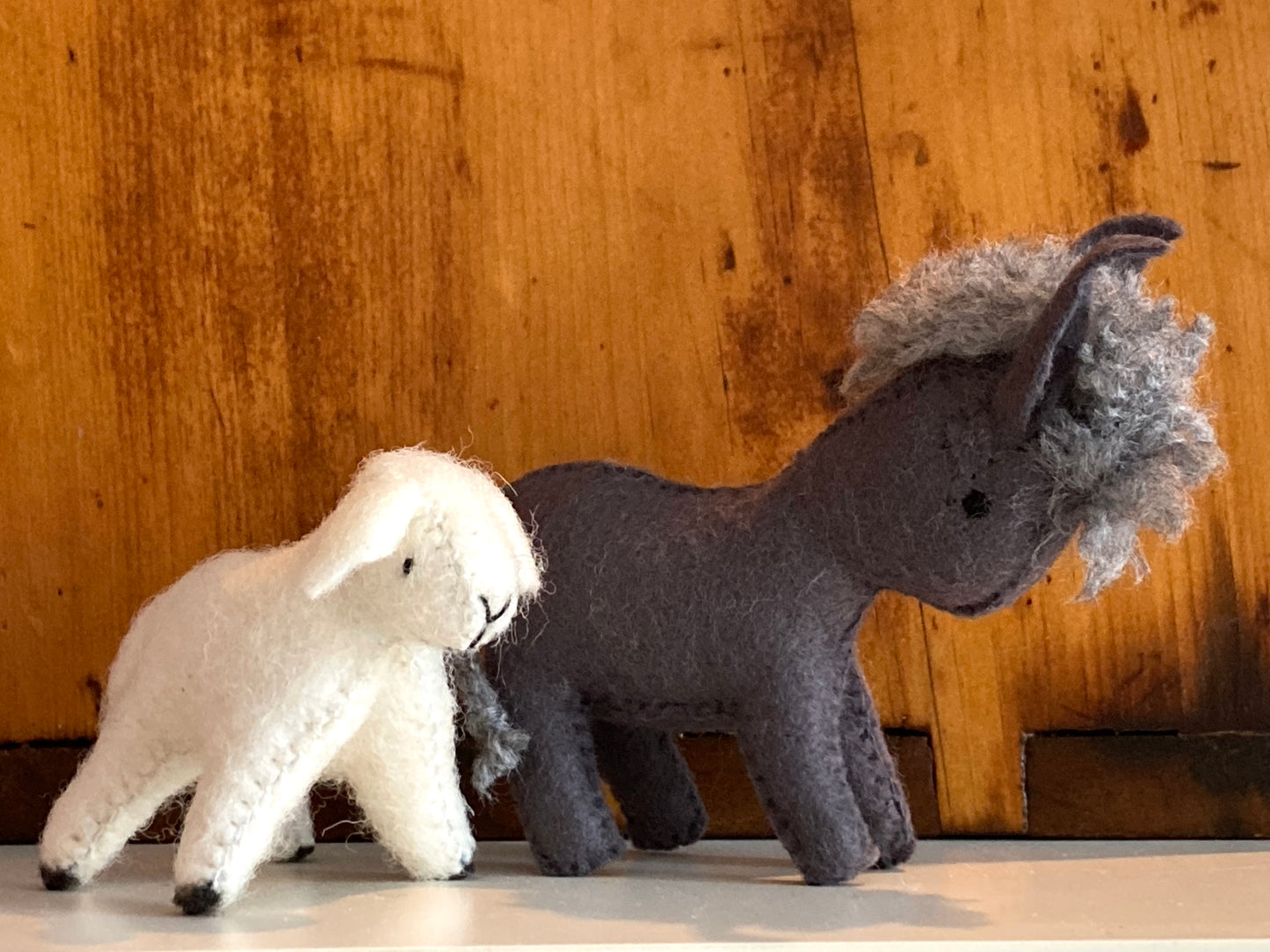 Dollhouse Soft Toy - FELT WHITE DOG, with Black Spots