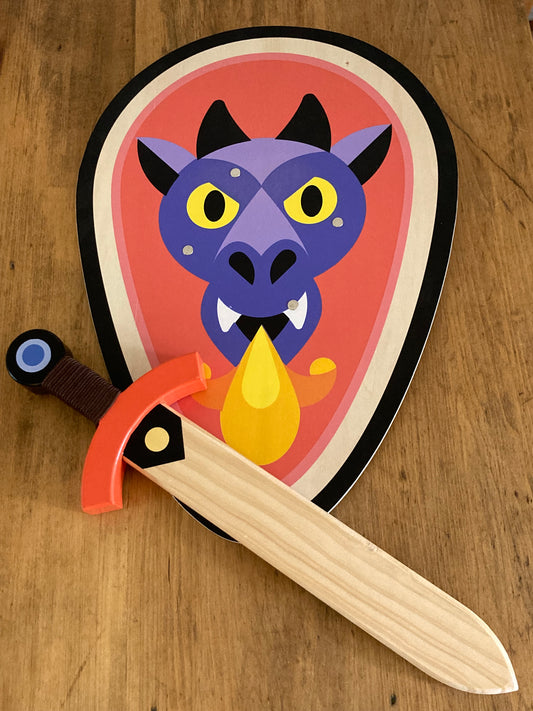 Wooden Toy - SWORD AND DRAGON SHIELD
