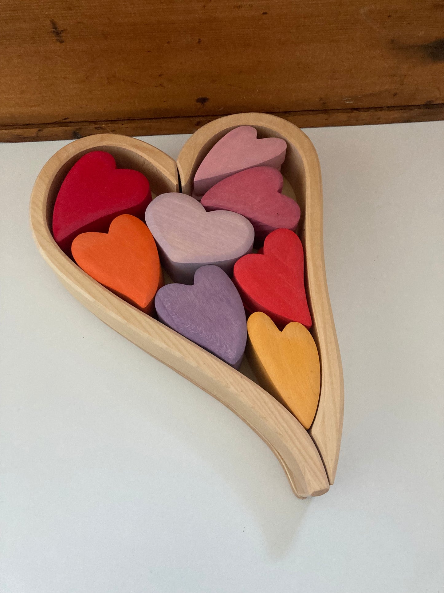 Jouet en bois - RED HEARTS BLOCKS Jeu de construction, 10 coeurs !