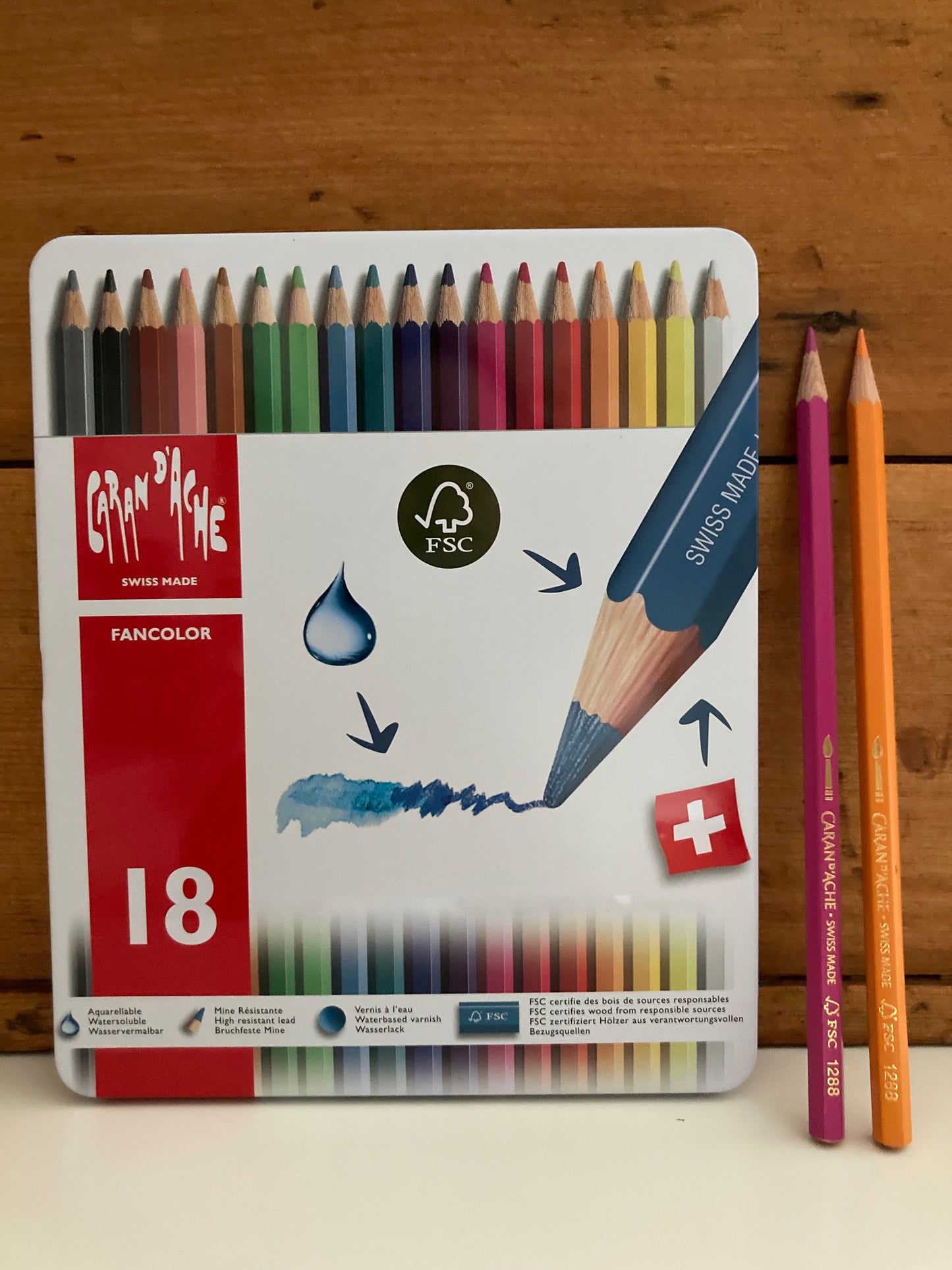 Colouring Pencils, Art - 12 CARAN D'ACHE COLOURS