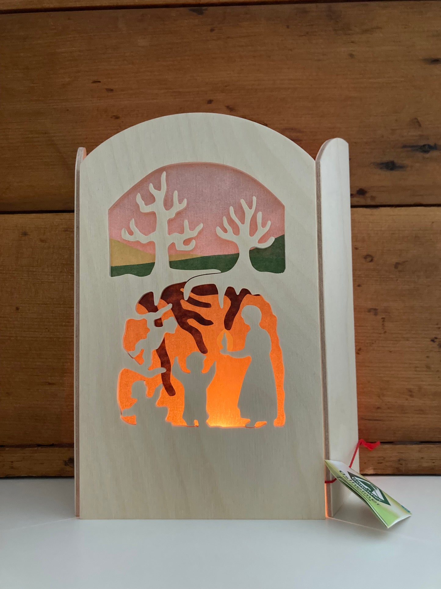 Carved Wood and Tissue Paper Silhouette - ROOT CHILDREN