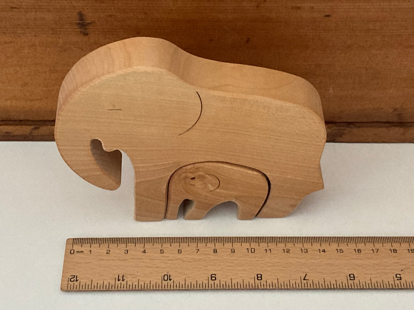 Wooden Toy - MAMA ELEPHANT AND BABY, 2 pieces!