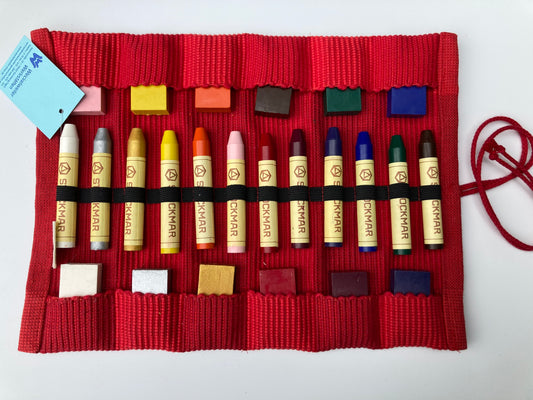 Art Set - CRAYON POUCH with 24 BEESWAX CRAYONS: 12 BLOCK & 12 STICK, and a drawing booklet