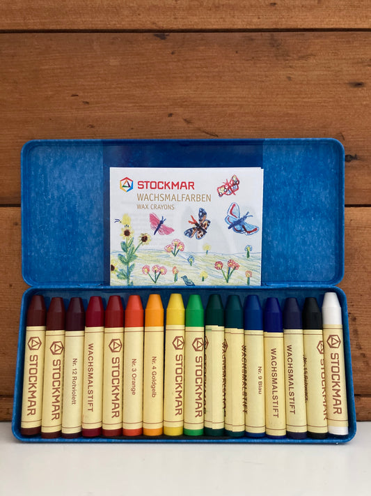 Beeswax, Art - STICK CRAYONS TIN CASE of 16 COLOURS