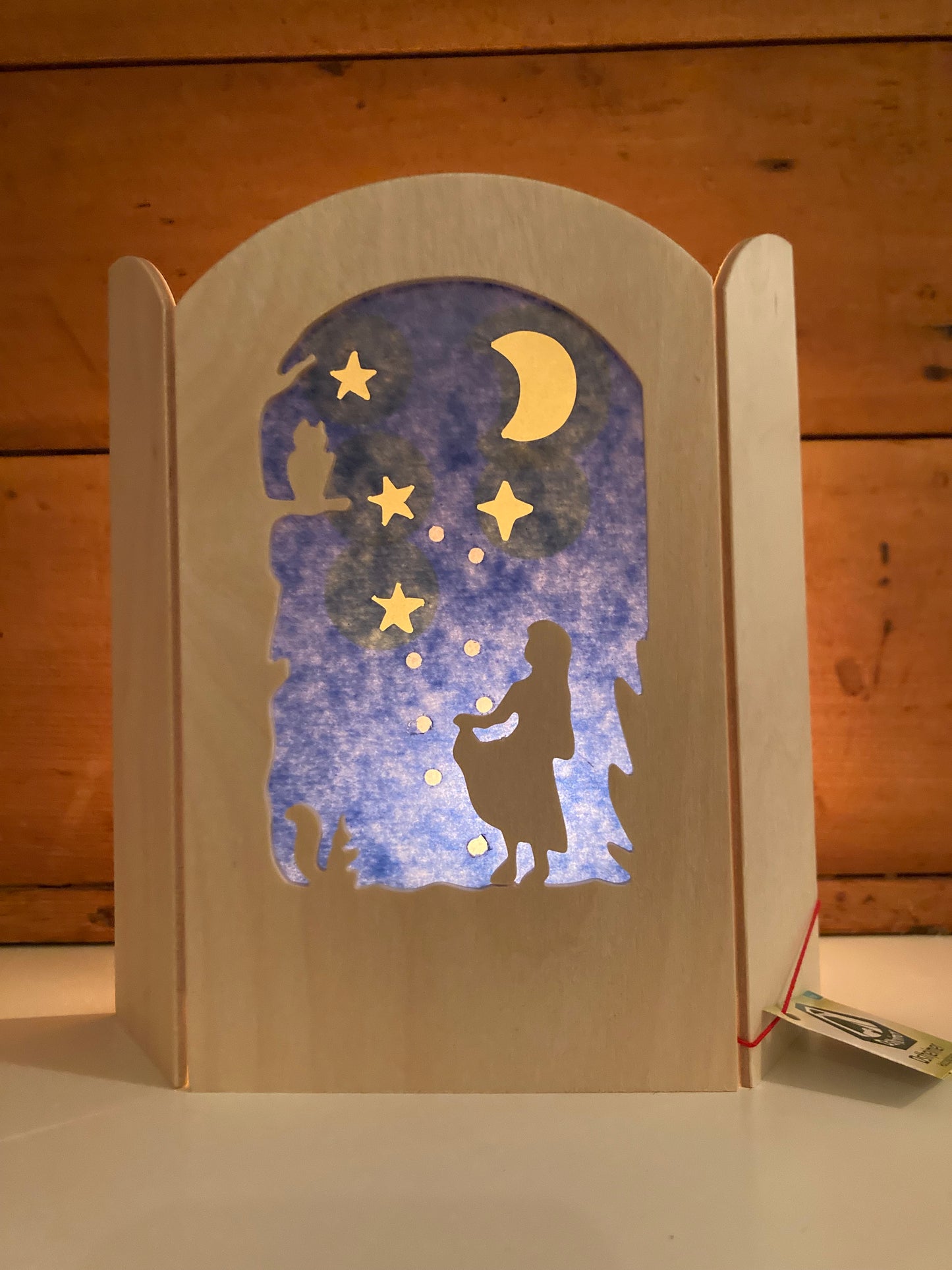 Carved Wood and Tissue Paper Silhouette - FALLING STARS