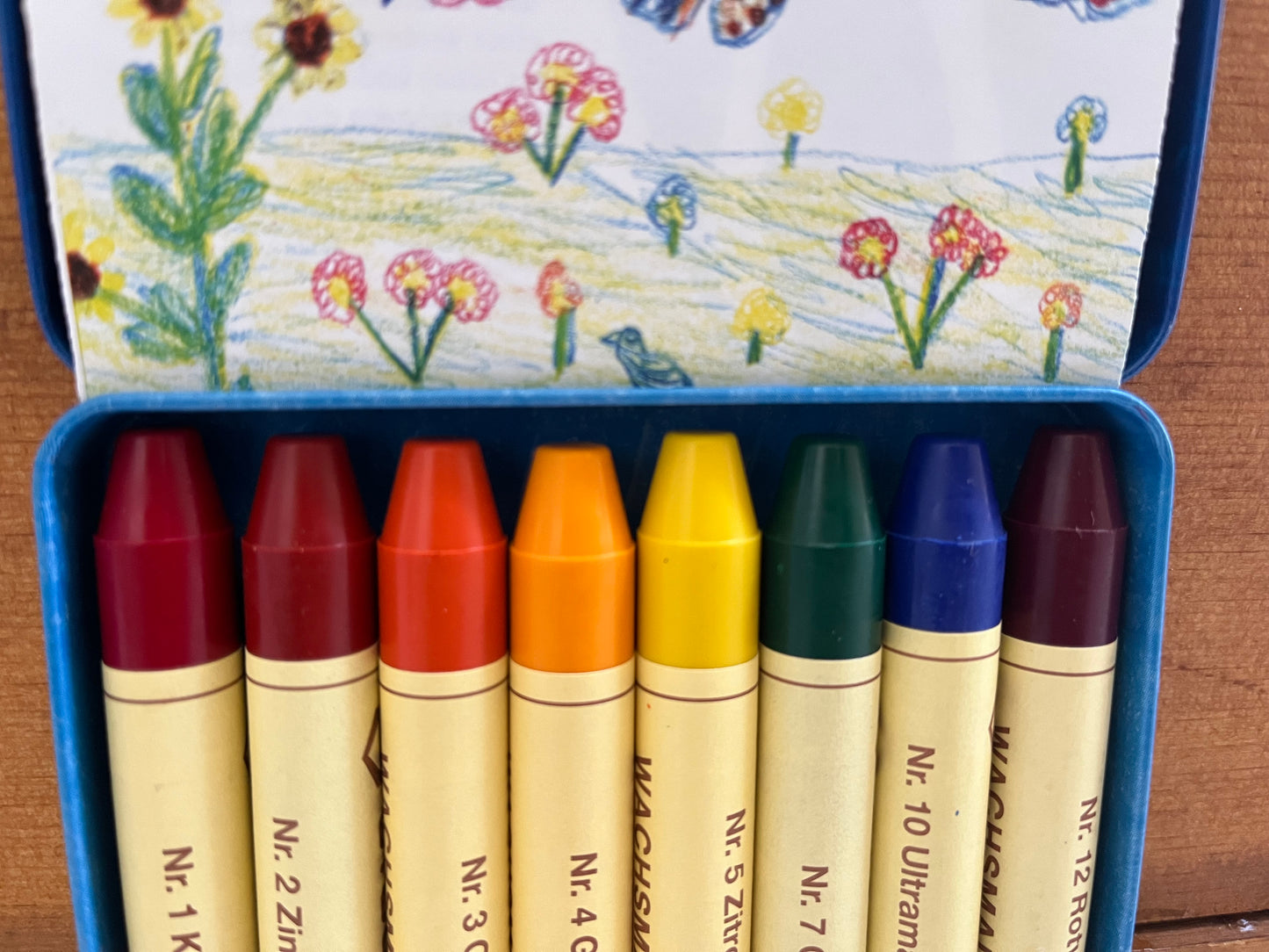 Beeswax, Art - STICK CRAYONS TIN CASE of 8 WALDORF SCHOOL COLOURS