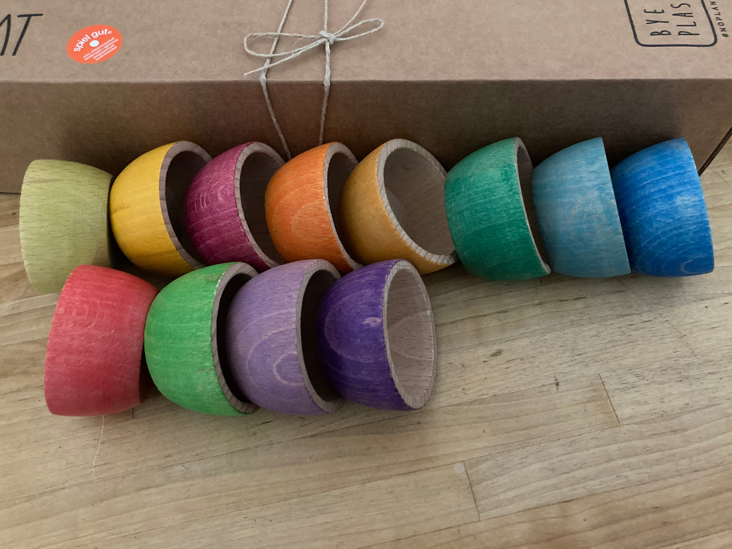 Wooden Toy - Set of 12 WOODEN LITTLE BOWLS