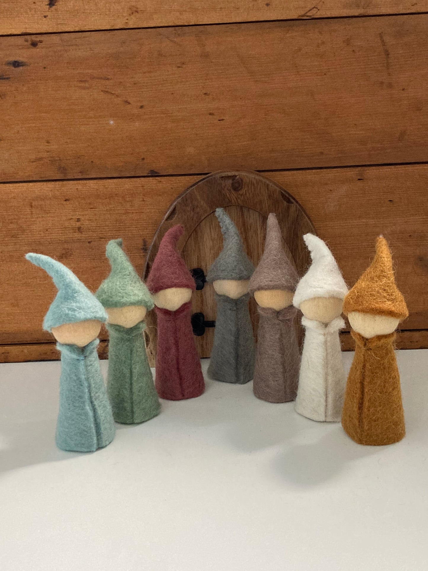 Wooden Toy for Dollhouse Play - EARTH GNOMES, all 7!