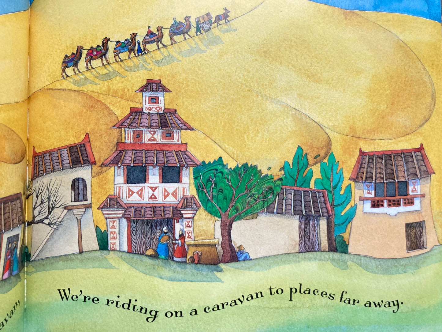 Livre d'images éducatif pour enfants - À cheval sur une caravane