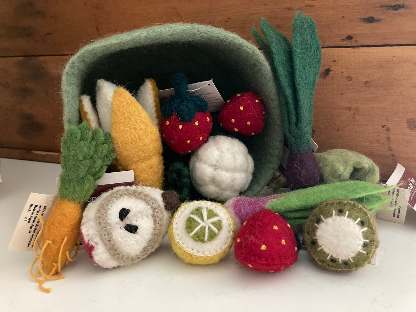 Kitchen Play Food - Felted FRUIT AND VEGETABLE BOWL Set, Large size