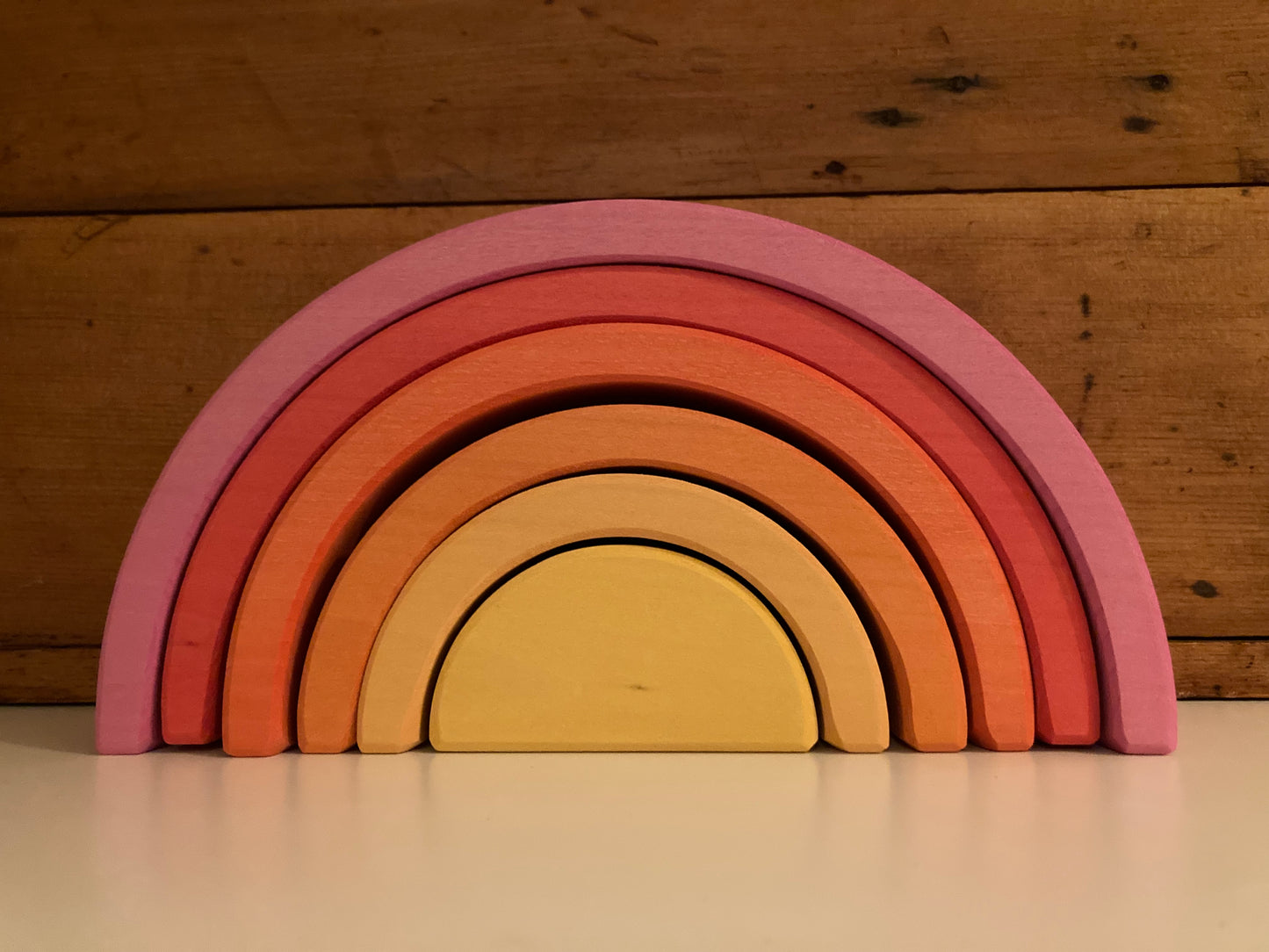 Wooden Toy - LARGE PINK NESTING TUNNEL, 6 pieces