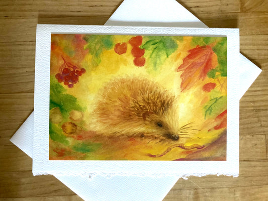 Greeting Cards/ Fall - HEDGEHOG IN AUTUMN
