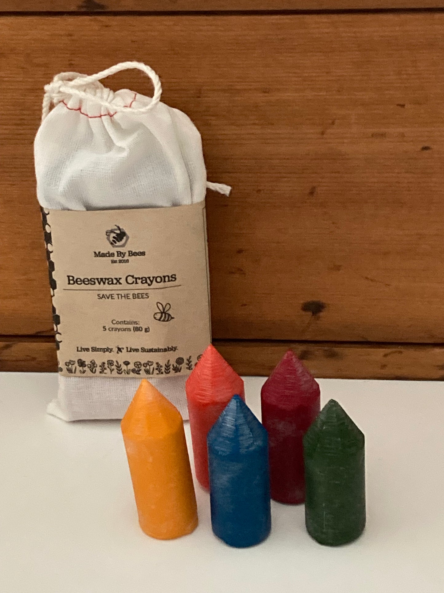 CRAYONS DE CIRE D'ABEILLE, Art - pour les petites mains, 5 couleurs !