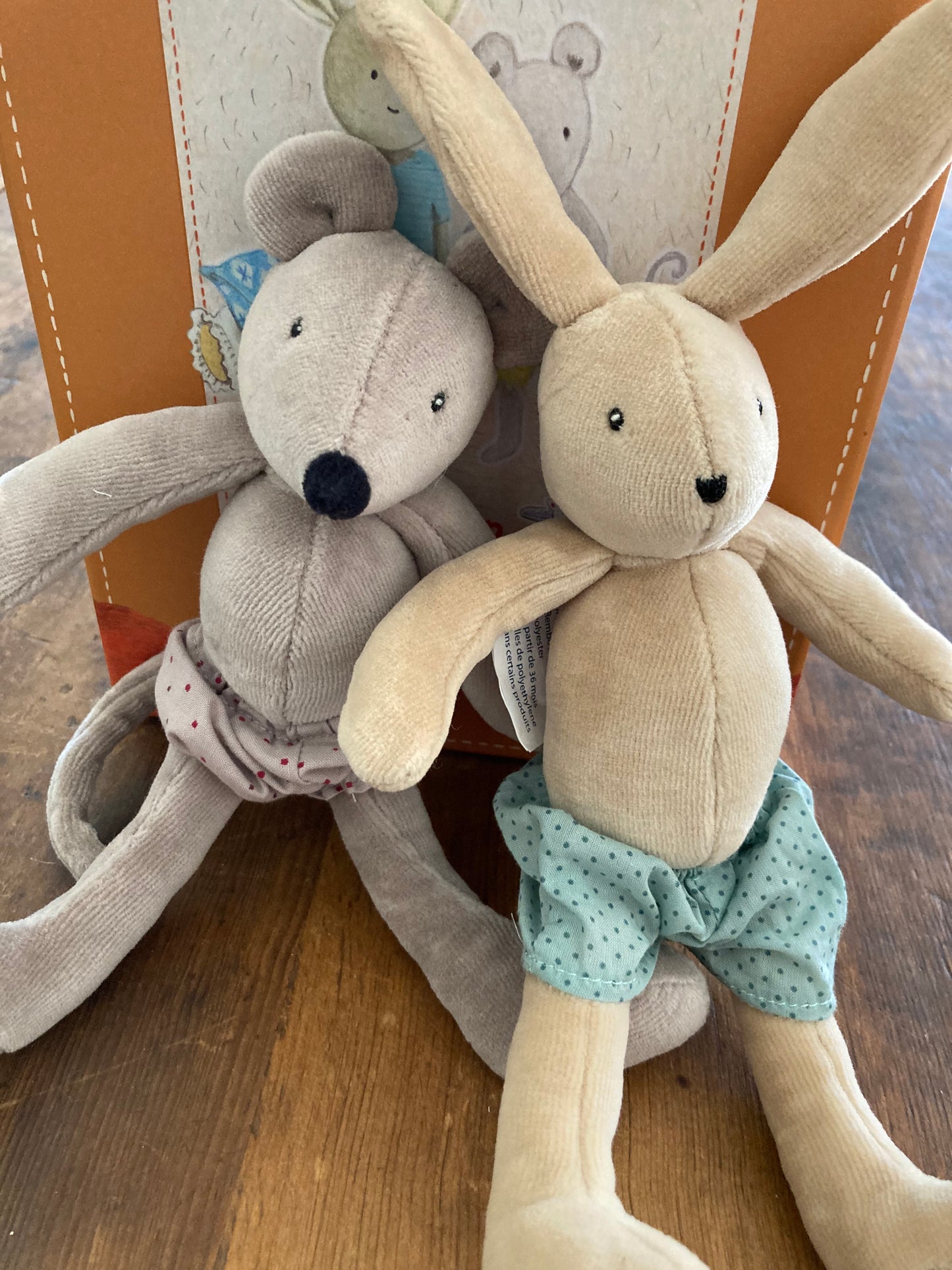 Soft Doll - POUPÉES SOURIS et LAPIN... avec VÊTEMENTS et VALISE GARDROBE !