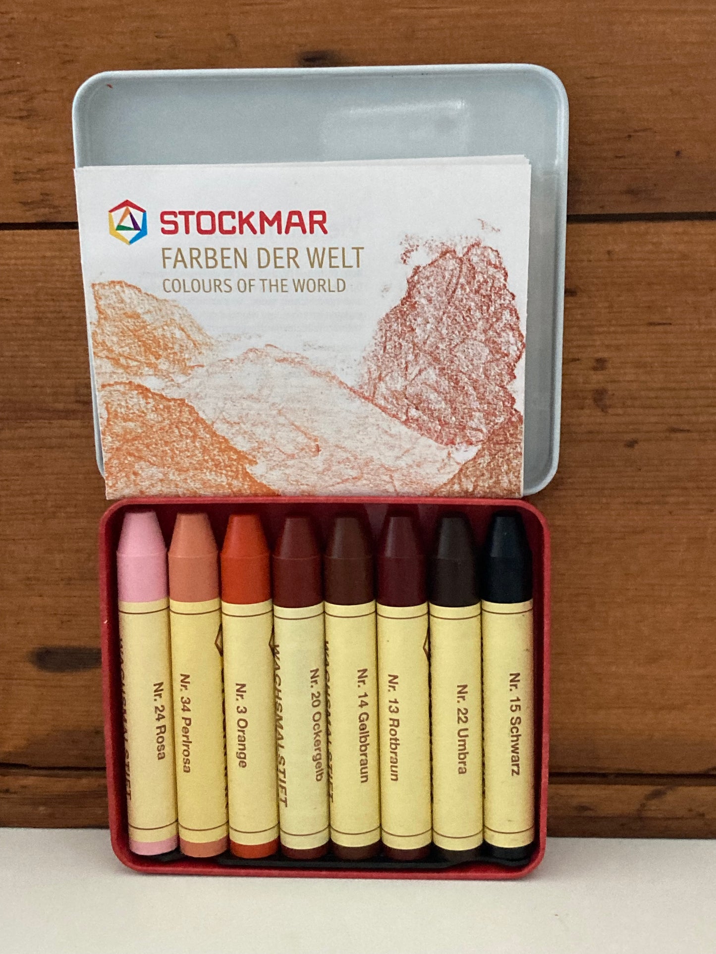 Beeswax, Art - NEW! COLOURS OF THE WORLD! 8 STICK CRAYONS in a Tin