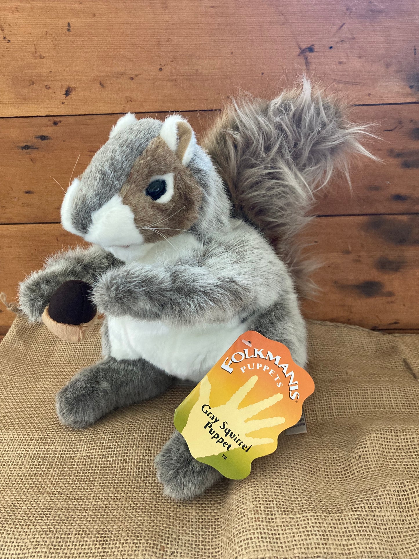 Soft Puppet Toy - GREY SQUIRREL Hand Puppet (Large)