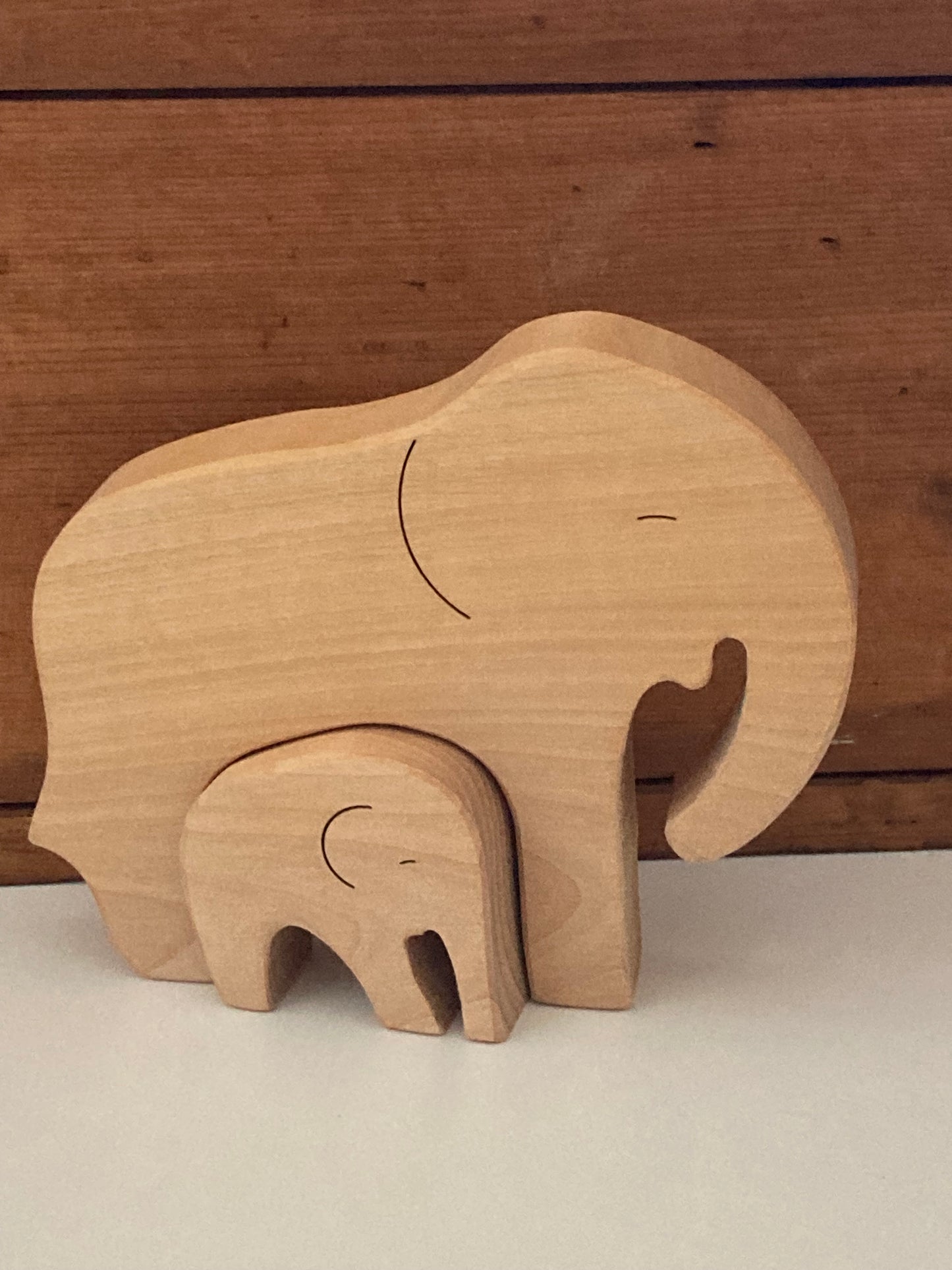 Wooden Toy - MAMA ELEPHANT AND BABY, 2 pieces!