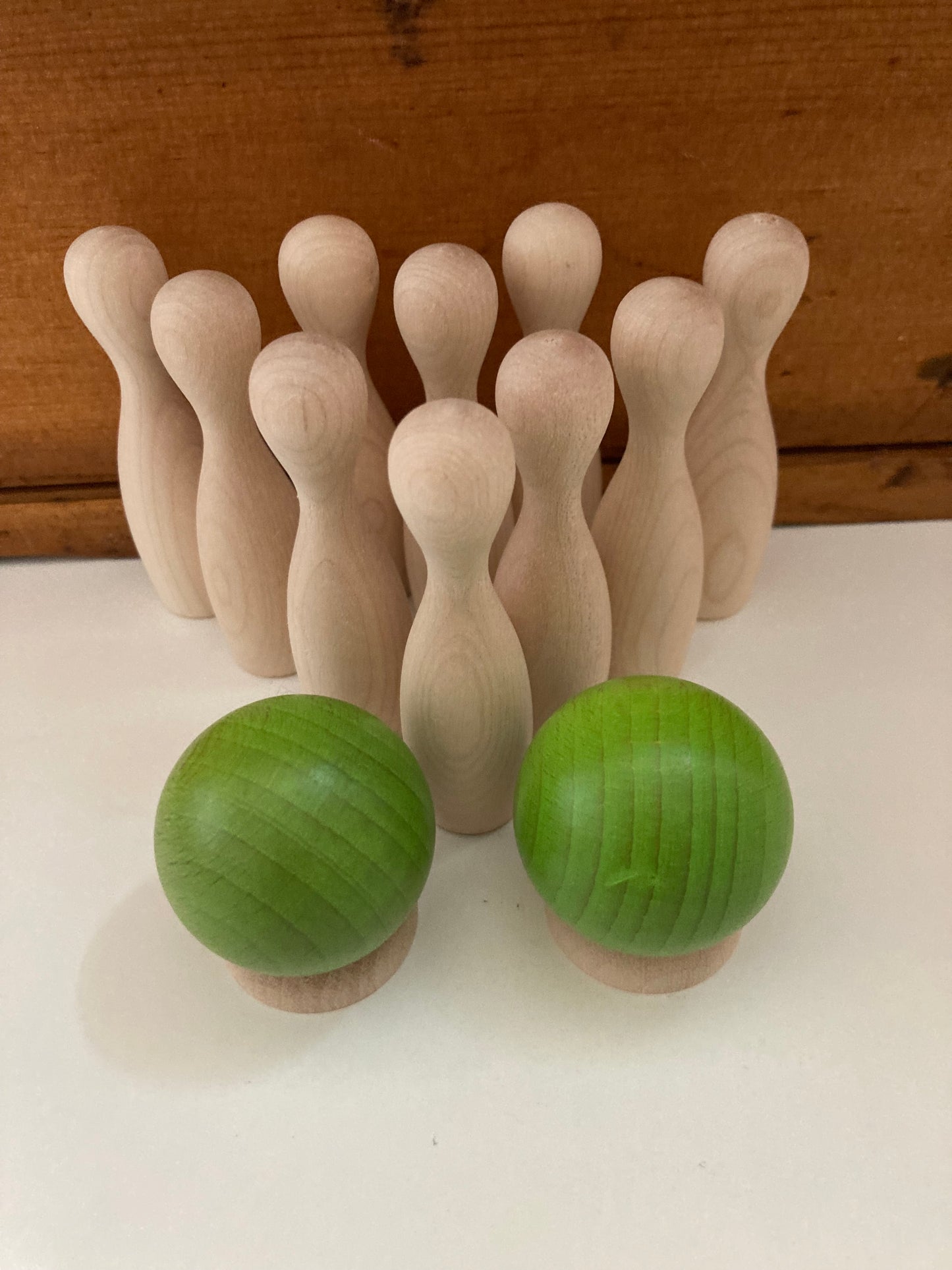 Wooden Family Game Set - BOWLING for INSIDE...mini-size!