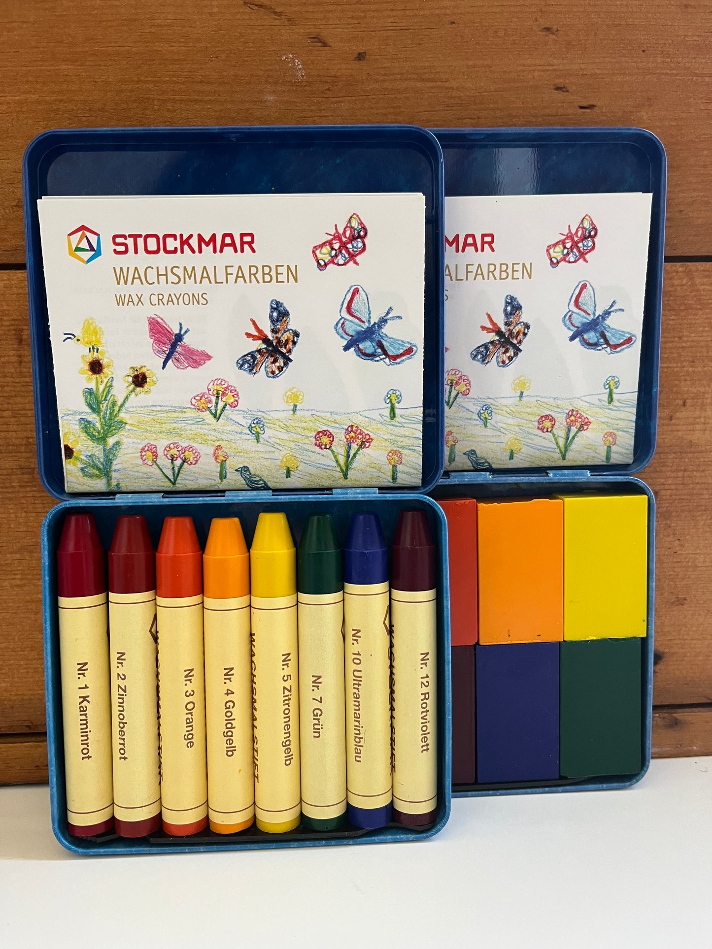 Beeswax, Art - BLOCK CRAYONS TIN CASE of 8 WALDORF SCHOOL COLOURS