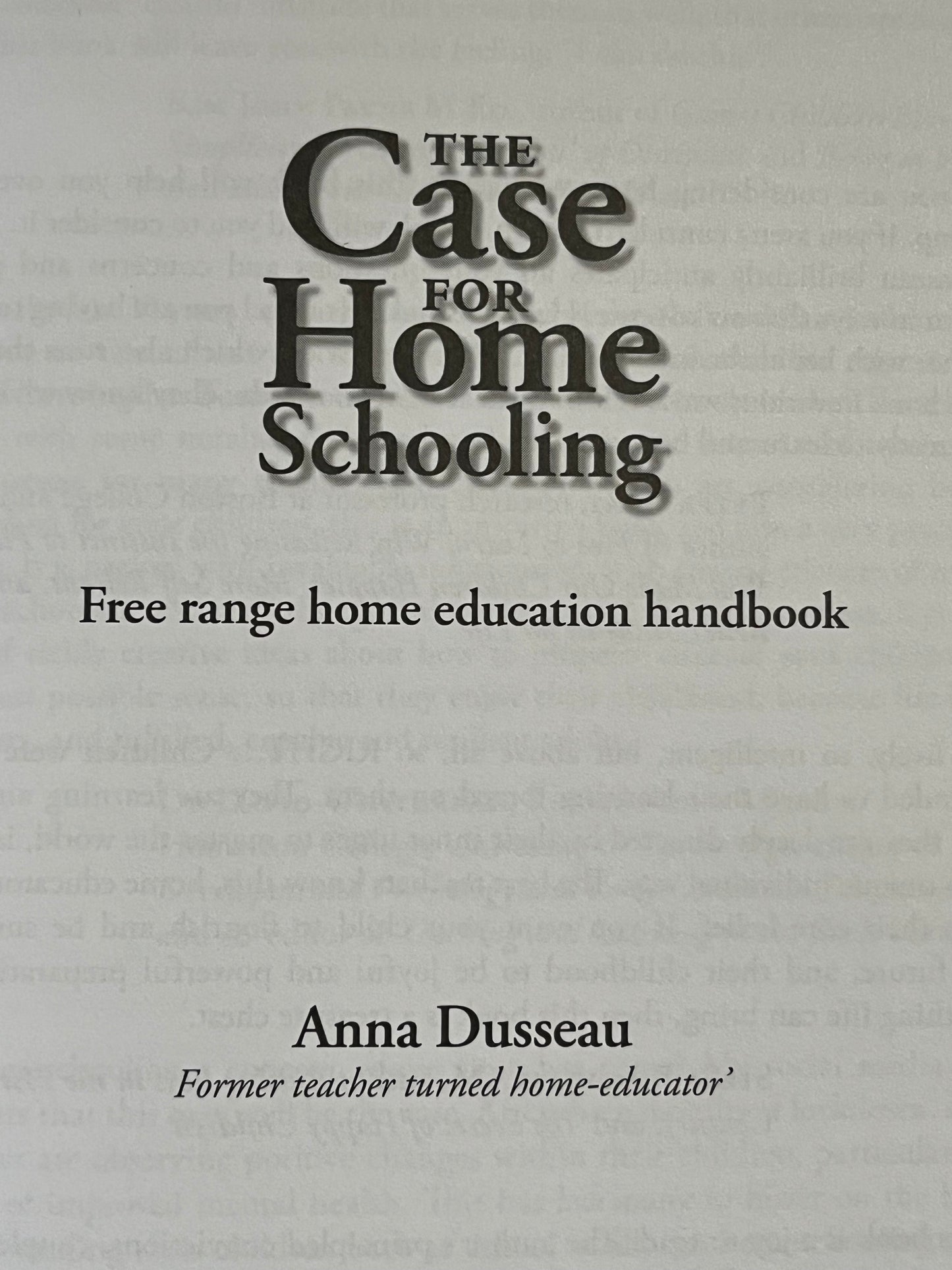 Parenting Resource Book - THE CASE FOR HOMESCHOOLING