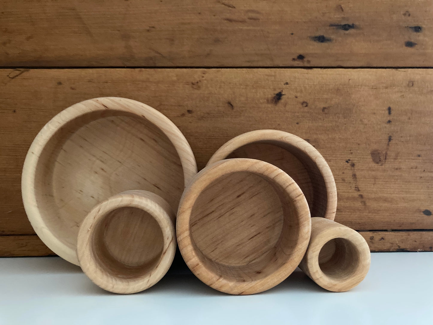 Wooden Toy - STACKING BOWLS, 5 bowls!