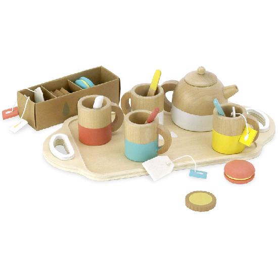 WOODEN TEA SET, with French Macarons!