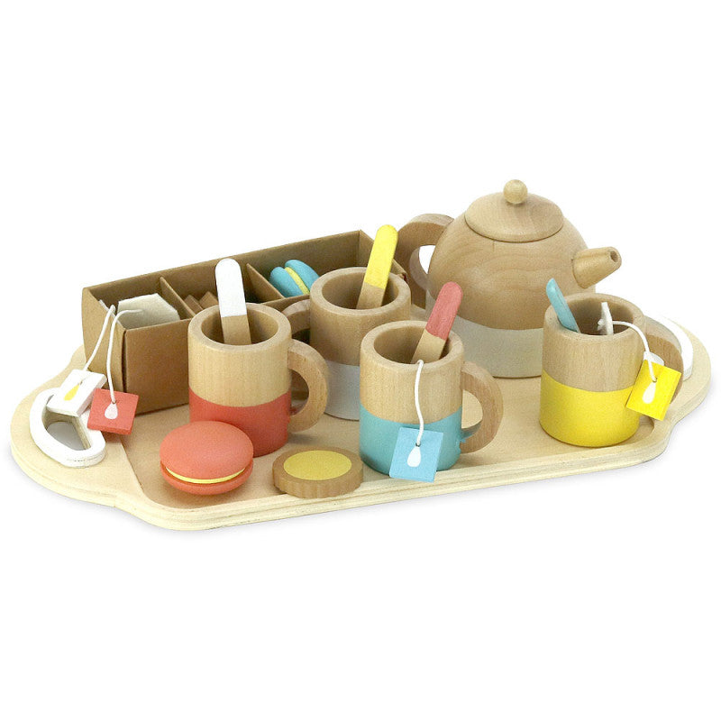 WOODEN TEA SET, with French Macarons!