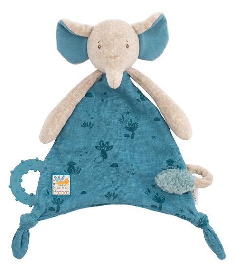 Soft Baby Toy - ELEPHANT CUDDLE TOY with SOOTHER RING